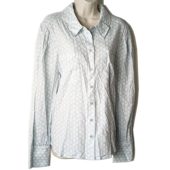 Hill House Dorothea Top XL Powder Blue Baroque Shell Linen - Picture 2 of 7